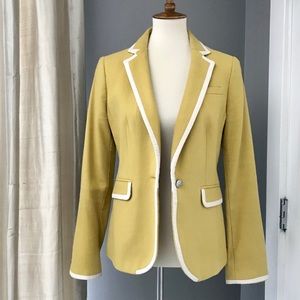 Banana Republic mustard blazer w/ cream piping